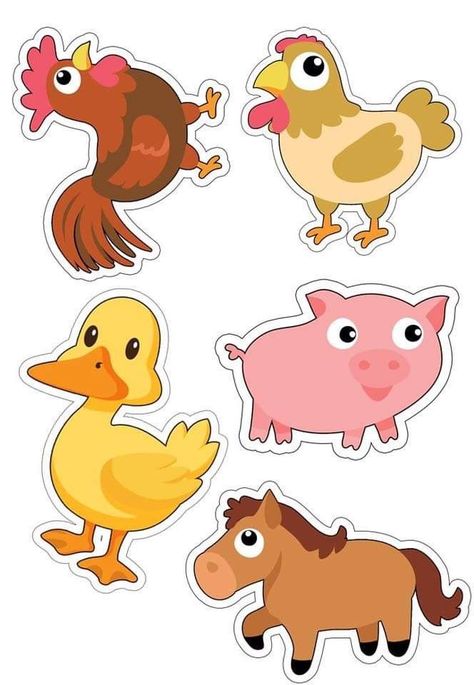 Farm Animals Printables, Farm Animals Preschool, Farm Cartoon, Farm Animal Art, Farm Animals Activities, Animal Cutouts, Farm Preschool, Kindergarten Art Projects, Preschool Activities Toddler