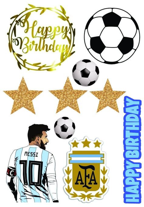 Argentina Cake, Soccer Cake, 3d Sheets, Cake Topper Tutorial, Messi Argentina, Football Stickers, Edible Printing, Football Themes, Dessert Cake Recipes