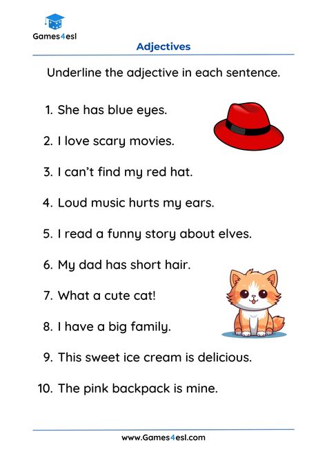 Adjective Worksheets For Grade 2 | Games4esl Gr 2 English Worksheets, 2nd Grade Adjectives Worksheets, Worksheet On Adjectives For Grade 2, English Worksheets For Grade 2 Student, 2nd Grade Grammar Worksheets, Describing Words Worksheet For Grade 1, Adjectives For Grade 1, English Worksheets For Kids Grade 2, English Grade 2 Worksheets