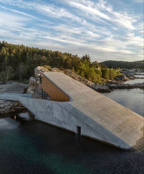 Underwater Architecture, Underwater Restaurant, Garden Bridge, Sun Lounger, Norway, The First, Outdoor Structures, Outdoor Furniture, Restaurant