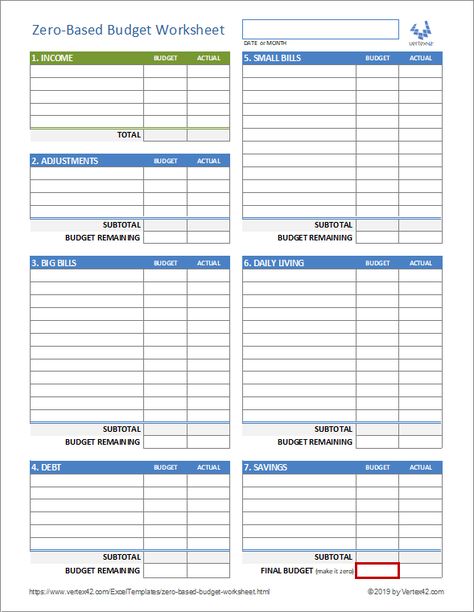 Download the Zero-Based Budget Worksheet from Vertex42.com Zero Budget Worksheet Free Printable, Zero Budget Worksheet, Zero Based Budget Printable Free, Zero Based Budget Template, Budgeting Book, Budgeting Worksheets Free, Zero Based Budget, Budget Checklist, Family Budget Planner