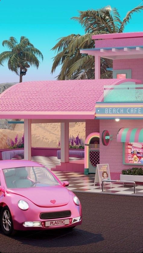 Barbie Background, Barbie Wallpaper, Barbie Land, Barbie Car, Kpop Backgrounds, Barbie Room, Pink Wallpaper Girly, Barbie Theme, Scenery Background