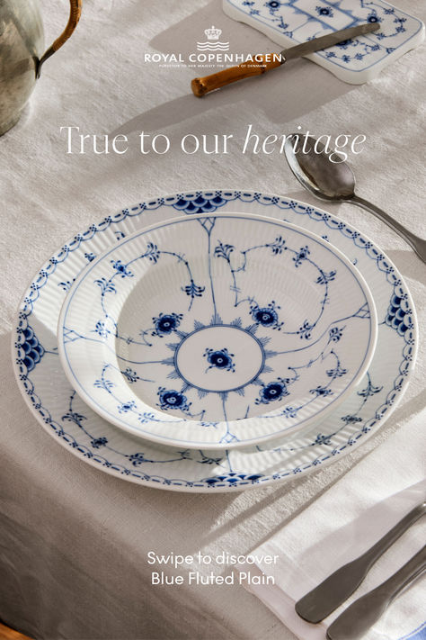 Danish heritage meets contemporary design in this fine dinnerware collection. Elevate your dining experience with Royal Copenhagen. Royal Table, Fine Dinnerware, Table Ware, Mini Light, Blue White Decor, Clay Paint, Blue Floral Pattern, Handmade Porcelain, Blue And White China