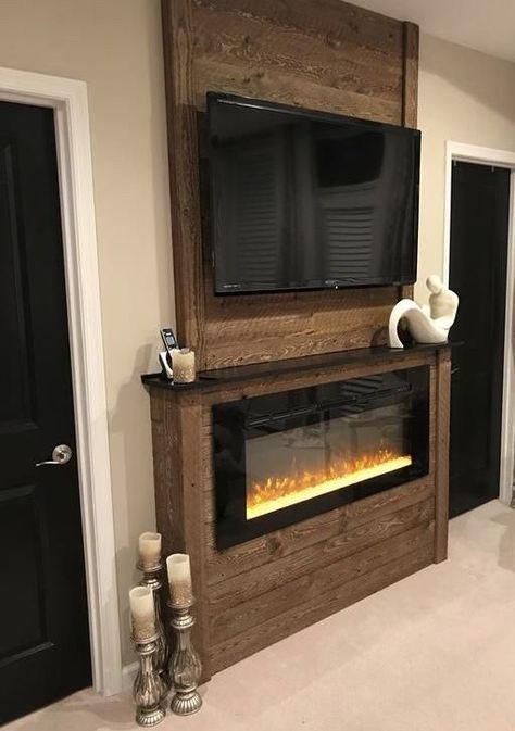 Tv And Fireplace, Fireplace And Tv, Tv Mounted, Built In Electric Fireplace, Wall Mounted Fireplace, Electric Fireplace Wall, Build A Fireplace, Suport Tv, Fireplace Tv Wall