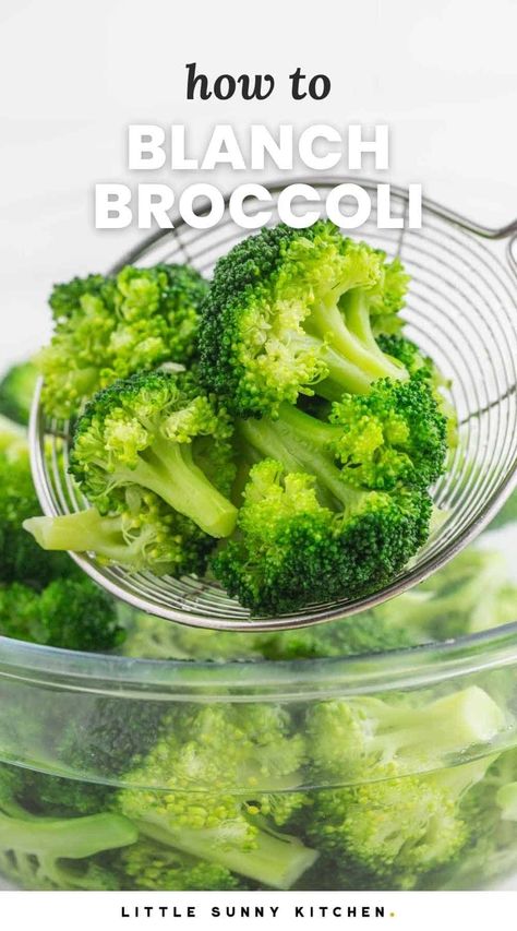 Learn how to easily blanch broccoli and get it crunchy tender and perfect every time! Serve blanched broccoli as a side dish, add it to salads, or saute and add to pasta. I will also show you how to flash freeze blanched broccoli. How To Blanch Broccoli, Blanch Broccoli, How To Prepare Broccoli, How To Steam Broccoli, Cooking Fresh Broccoli, Blanching Broccoli, Blanched Broccoli, Autumn Meals, Steam Broccoli