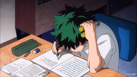 Studying Gif, Book Gif, Character Study, Cartoon Gifs, Izu, Anime Gifts, Aesthetic Gif, Izuku Midoriya, To Study