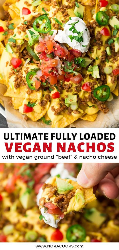 Nachos Chicken, Nora Cooks, Vegetarian Nachos, Vegan Ground Beef, Nachos Recipe Easy, Vegan Nachos, Loaded Nachos, Chicken Nachos, Jokes Hilarious