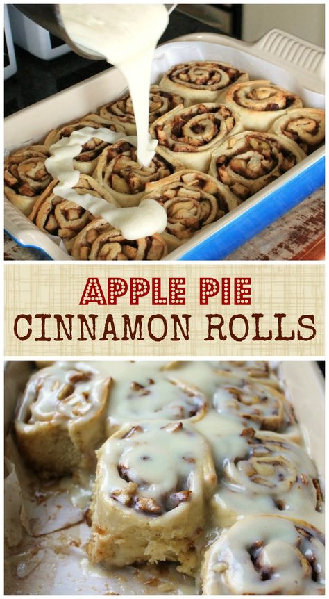 Apple Pie Cinnamon Rolls Apple Pie Cinnamon Rolls, Cinnamon Pie, Pies Recipes, Apple Cinnamon Rolls, Apple Pie Filling, Diced Apples, Apple Pies, Sweet Rolls, Cinnamon Rolls Homemade