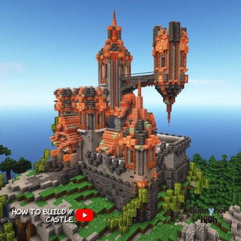 Copper Castle Minecraft, Minecraft Building Ideas Copper, Minecraft Stone Builds, Minecraft Copper Ideas, Copper House Minecraft, Copper Builds Minecraft, Minecraft Copper House, Copper Minecraft Builds, Copper Minecraft