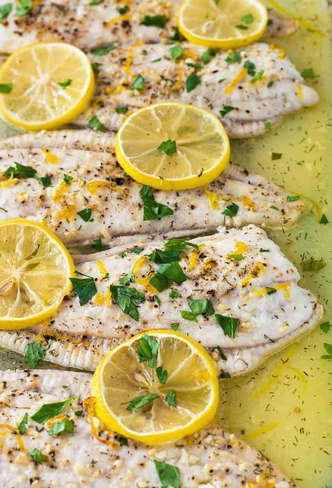 Lemon Butter Flounder, Flounder Recipes Baked, Flounder Recipes, Lemon Butter Salmon, Butter Salmon, Pan Dinners, Family Couple, Prep Recipes, Baked Fish