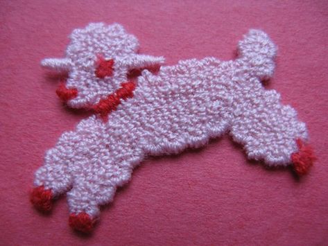 1950s pink lamb patch nursery appliqué trim novelty pink sheep pink poodle NOS Garden Scrapbook, Fox Tail Keychain, Vintage Lamb, Lamb Jacket, Scrapbook Project, Pink Sheep, Crochet Sheep, Bridge City, Pink Poodle