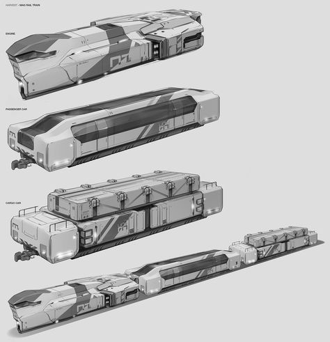 ArtStation - HALO - Harvest Assets, Studio Qube Futuristic Train, Sci Fi Props, Space Ships Concept, Future Transportation, Halo 4, Sci Fi Design, Cargo Ship, Sci Fi Ships, Spaceship Concept