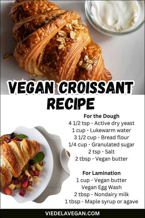 VEGAN CROISSANT RECIPE Vegan Breakfast Pastry, Vegan Buns Recipe, Vegan Croissant Recipe, Vegan French Recipes, Vegan Croissant, Vegan Croissants, Crossiant Recipes, Vegan Pastries, Vegan Baking Recipes