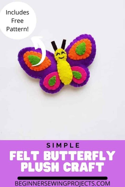 Felt Butterfly Pattern, Free Plush Pattern, Plush Template, Felt Owl Pattern, Felt Butterfly, Easy Felt Crafts, Plush Craft, Animal Templates, Felt Crafts Christmas