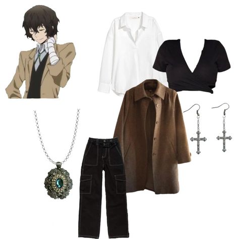 Dazai Clothes Aesthetic, Nikolai Gogol Inspired Outfit, Anime Outfit Ideas Real Life, Dazai Outfit Aesthetic, Dazai Cosplay Outfit, Bsd Inspired Fits, Dazai Osamu Outfit Ideas, Dazai Clothes Style, Fyodor Outfit Ideas