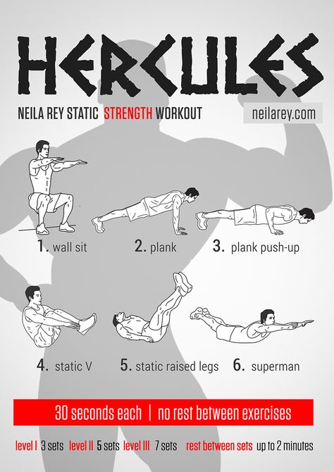 Hercules Workout neilarey.com | #fitness #bodyweight Hercules Workout, Neila Rey, Hero Workouts, Superhero Workout, Warrior Workout, Killer Workouts, Lose 5 Pounds, Workout Posters, Strength Workout