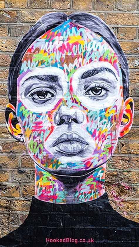 Some colourful London street art portraits by London street artist Antcarver, pasted up on walls in London. Discover the full set of images and works from the street artist on over blog. #streetart #portraits #Hookedblog Street Smarts, Grayson Perry, Street Art Artists, Bedroom Murals, Best Street Art, Farm Art, Pop Art Design, Street Graffiti, Murals Street Art