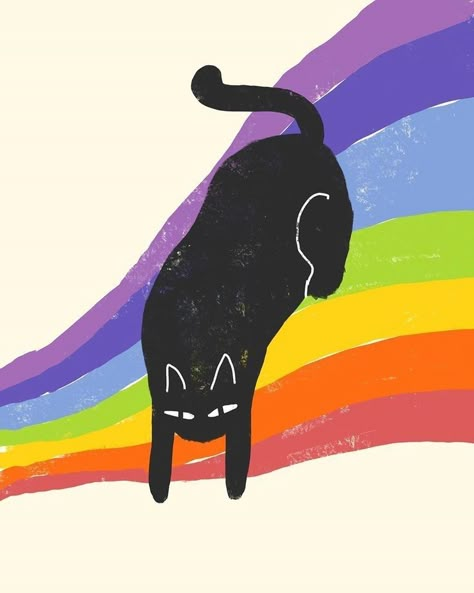 Aesthetic Cat Illustration, Rainbow Animals Drawing, Pride Cat Wallpaper, Rainbow Cat Drawing, Cute Purple Drawing, Arie Aesthetic, Pride Artwork, Coaster Inspiration, Cat Mural