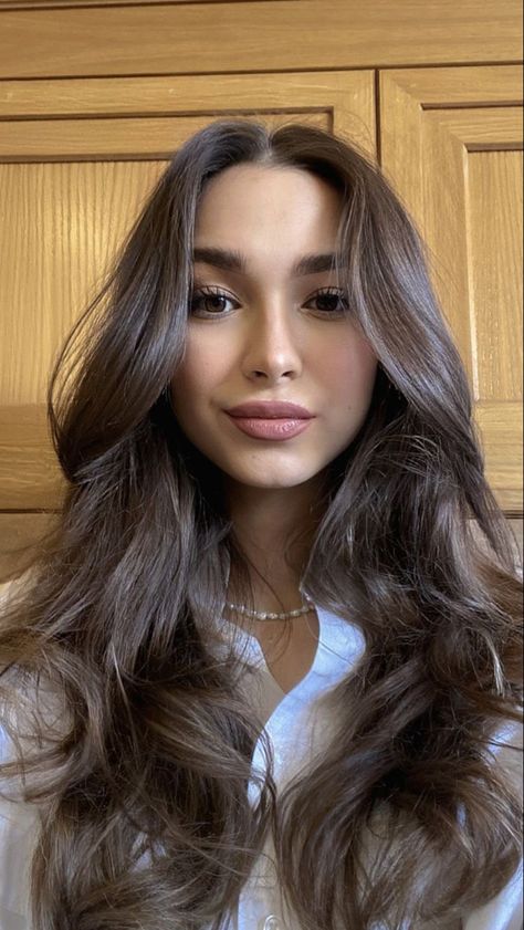 Light Brown Hair On Dark Brown Hair, Soft Dark Brown Hair, Dark Brown Hair Pale Skin, Cool Toned Brunette, Hair Inspo Brown, Haircare Aesthetic, Brown Hair Pale Skin, Old Money Hairstyles, Coffee Brown Hair