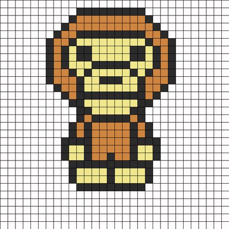 Perler Bead  monkey | Monkeyz Perler Bead Pattern | Bead Sprites | Animals Fuse Bead ... Monkey Perler Beads, Monkey Perler Bead Pattern, Bape Art, Melty Bead Designs, Hello Kitty Crochet, Easy Perler Bead Patterns, Easy Perler Beads Ideas, Hello Kitty Crafts, Fuse Bead Patterns