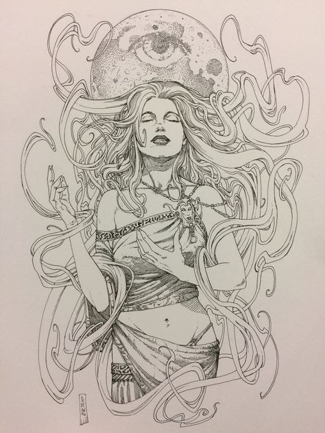 Art Nouveau Man, Art Nouveau Tattoo, Nouveau Tattoo, Kunst Tattoos, Goddess Tattoo, Medusa Tattoo, Art Noir, Dark Art Tattoo, Desenho Tattoo