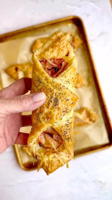 Emmi Cheese USA on Instagram: "Try an easy, elegant holiday breakfast - Ham and Cheese Puff Pastry Bundles😍 These beauties were made by @butfirst_webrunch . “I filled these with salty Virginia ham and nutty Gruyère cheese and sprinkled them with poppy seeds for crunch. Delicious!“" Puffy Ham And Cheese Bundles, Puff Pastry Bundles, Ham And Cheese Puff Pastry, Breakfast Ham, Virginia Ham, Delicious Breakfast Casserole, Ham Breakfast, Breakfast Recipies, Cheese Puff