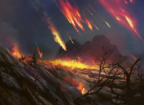 Meteor Rain, Concept Art World, Fantasy Places, Fantasy Art Landscapes, Art And Illustration, Uncharted, Environmental Art, Pics Art, Fantasy Landscape