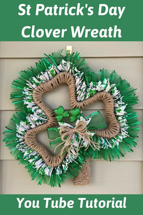 Diy St Patricks Day Wreath, Diy St Patricks Day Decor, Heart Wreath Diy, Clover Wreath, Wreaths For Front Door Diy, St. Patrick's Day Diy, St Patricks Decorations, Wreaths St Patricks, Front Door Diy