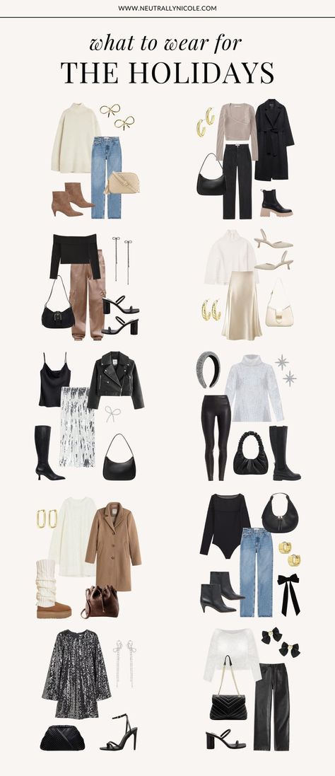 Neutral Airport Outfits That Are Cozy and Effortlessly Chic Outfit For Family Dinner, Christmas Dinner Outfit Casual, Party Holiday Outfits, Chic Holiday Outfits, Holiday Outfit Ideas For Women, Company Christmas Party Outfit, Outfit Aesthetic Men, What To Wear While Traveling, Classy Christmas Outfit