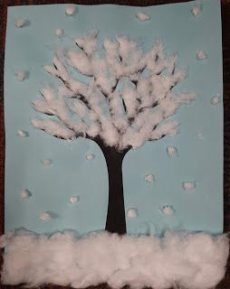 Winter Artwork For Preschoolers, Snowy Tree Craft Preschool, Winter Tree Classroom Decoration, First Day Of Winter Crafts Preschool, Winter Tree Activities For Preschool, Winter Wonderland Arts And Crafts, Winter Tree Bulletin Board Ideas, January Pre K Crafts, Winter Tree Craft Preschool