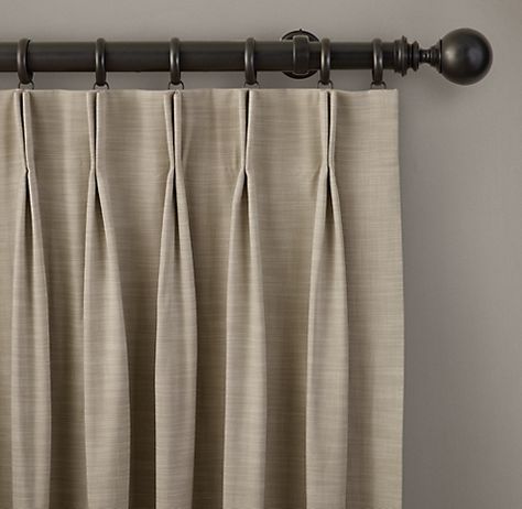 2-Fold French Pleat Drapery | RH Royal Foyer, French Pleat Drapery, Cortinas Living, French Pleat Curtains, Curtain Designs For Bedroom, Decorative Ladder, Curtains Rods, Make Curtains, Pleated Drapery