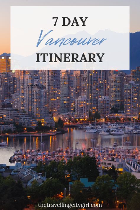 Explore the ultimate 7 day Vancouver Canada itinerary. Click here for a guide to top attractions like Stanley Park and Granville Island and unique activities; this Vancouver itinerary is packed with things to do. Whether you're travelling with kids or planning a solo trip, this guide has all the tips you need for an amazing Vancouver travel itinerary. Canada Itinerary, Vancouver Itinerary, Vancouver Canada Photography, Vancouver Winter, Travelling With Kids, Things To Do In Vancouver, Vancouver Travel, Granville Island, Stanley Park