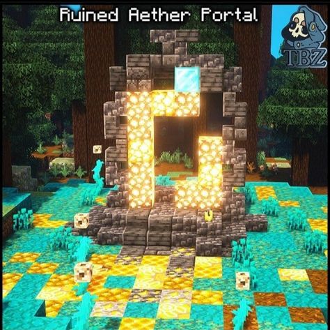 Minecraft Portal Design, Minecraft Building Designs, Minecraft Build Hacks, Minecraft Portal, Mobs Minecraft, Nether Portal, Minecraft Statues, Portal Design, Minecraft Structures