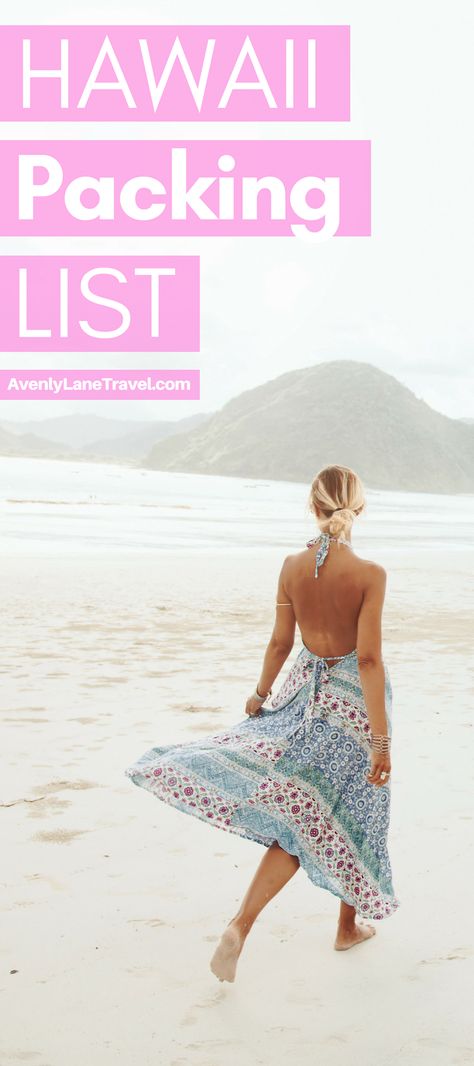 Are you planning a trip to Hawaii and not sure what to bring? This Hawaii packing list will help you get organized for your beach vacation. It covers the best Hawaii beach wear, outfits, shoes, dresses for Hawaii, electronics and even toiletries I recommend for Hawaii. Read the full article on Avenlylanetravel.com | #hawaii #Islands #packinglist #travel #beaches Dresses For Hawaii, Travel Outfit Summer Road Trips, Winter Vacation Packing List, Pack For Hawaii, Hawaii Packing List, Hawaii Packing, Hawaii Islands, Hawaiian Outfits, Moving To Hawaii