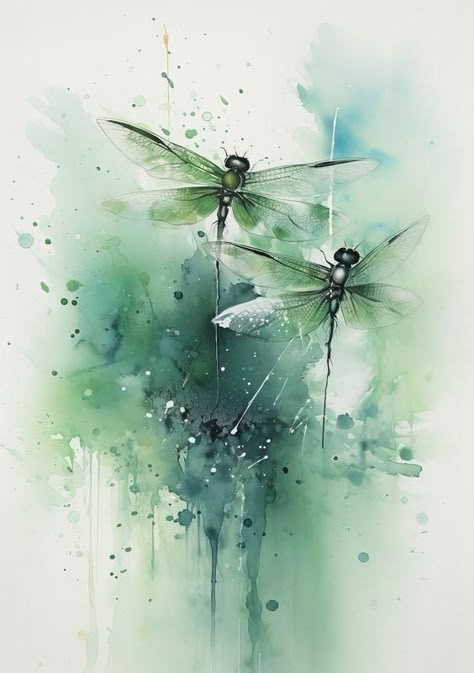 Dragonfly Watercolor, Dragonfly Painting, Dragon Snake, Watercolor Dragonfly, Dragon Flies, Dragonfly Art, Watercolor Projects, Botanical Decor, Watercolor Flower Art