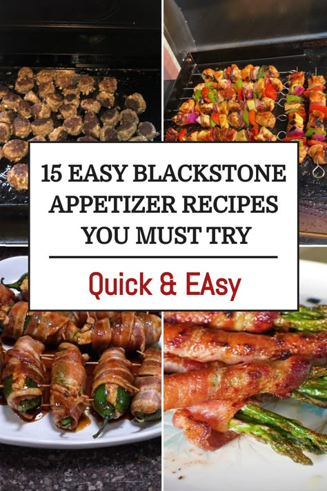 I’ve shared a list of my top favorite 15 Blackstone appetizer recipes that are not only easy to make but will also impress your guests with your cooking. Get ready for out door cooking with these amazing Blackstone Griddle Appetizers!! My collection of Blackstone Appetizers Recipes is easy to make on the flat top griddle and is a crowd pleaser for all your guests. There are many “make ahead of time” appetizers so that you can enjoy time with your friends and family.#appetizers#blackstonerecipes Appetizers On The Black Stone, Appetizers On Blackstone Griddle, Blackstone Grill Appetizers, Blackstone Easy Recipes, Blackstone Appetizer Recipes, Griddle Appetizers, Blackstone Care, Blackstone Appetizers, Blackstone Camping