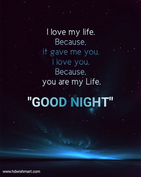 I love my life. Because, it gave me you. I love you. Because, you are my Life. Good Night Miss You, Good Night For Him, Good Night Hug, Sweet Dreams My Love, Good Night To You, Good Night I Love You, Blessings Quotes, I Love My Life, Night Love Quotes