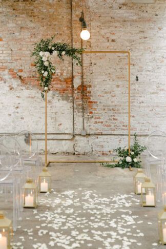 Modern Wedding Diy, Industrial Modern Wedding, Copper Wedding Arch, Industrial Wedding Decor, Wedding Arches Outdoors, Wedding Alters, Rustic Wedding Decorations, Wedding Ceremony Ideas, Wedding Canopy