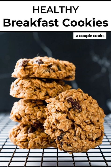 These healthy breakfast cookies are amazing: no flour, refined sugar or dairy, yet they taste like an oatmeal raisin cookie! Morning win. #breakfast #breakfastcookies #easybreakfastcookies #healthybreakfastcookies #healthybreakfast #breakfastcookierecipe #vegan #veganbreakfast #glutenfree #glutenfreebreakfast Healthy And Easy Breakfast, Pantry Meals, Oatmeal Raisin Cookie, Raisin Cookie, Oatmeal Breakfast Cookies, Breakfast Cookie Recipe, Breakfast Cookies Healthy, Chewy Cookies, Afternoon Snack