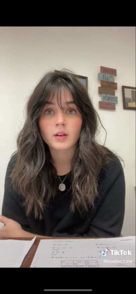 Fringe Hairstyles Wavy Hair, Wispy Bangs Dark Brown Hair, Brunette Bangs Aesthetic, Bangs Hairstyles Wavy Hair, Soft Bangs Wavy Hair, Wispy Bangs Thick Wavy Hair, Fringe Bangs With Wavy Hair, Bardot Bangs Wavy Hair, French Fringe Haircut