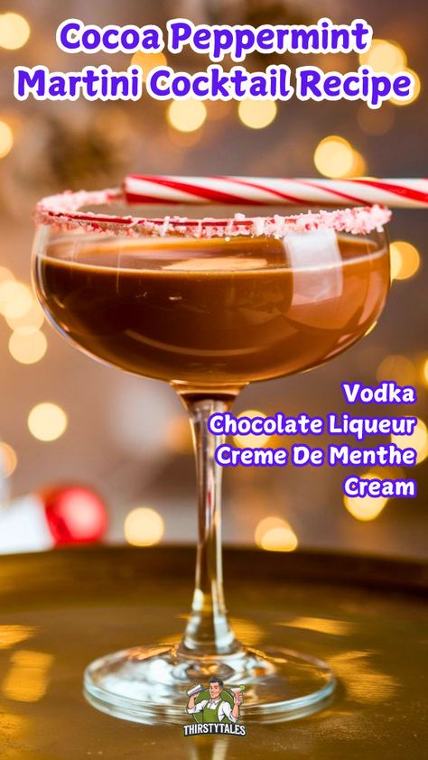 Chocolate Peppermint Martini, Winter Drinks Alcoholic, Mint Martini, Chocolate Martini Recipe, Xmas Cocktails, Peppermint Vodka, Peppermint Martini, Peppermint Hot Cocoa, Winter Cocktail