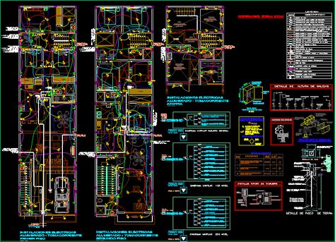 Housing Electrical Installations DWG Block for AutoCAD • Designs CAD Electrical Panel Wiring, Residential Wiring, Icon People, Electrical Cad, Residential Electrical, Fire Protection System, Home Electrical Wiring, Bungalow Style House Plans, Electrical Layout