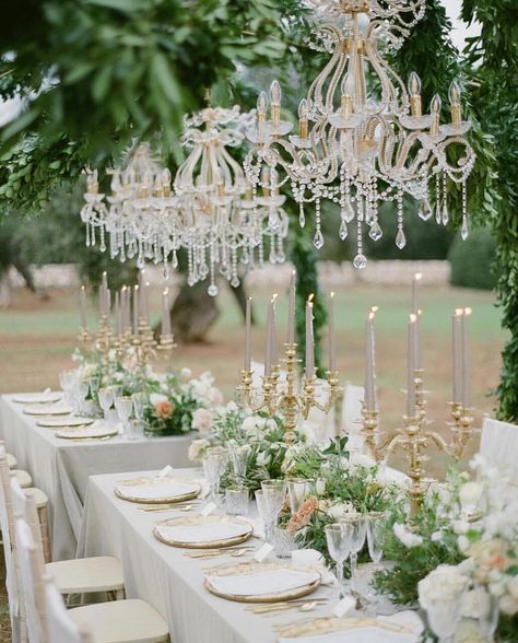 Magical things happen when an amazing team comes together! Link in bio for our Front Page feature on @stylemepretty  Thank you partner in crime @joyproctor for embarking on this beautiful Puglian journey with me, and making it so much fun along the way!  Totally in love with our crystal chandeliers in this image 🌟  Film photography @gianlucaadovasio  Digital photography @matteocoltro_weddings  Design @joyproctor  Planning & Production @theweddingboutiqueitaly  Venue @laresidenza  Stationery & P Wedding Present Ideas, Wedding Ceremony Decorations Outdoor, Modern Wedding Flowers, Elegant Wedding Inspiration, Image Film, Stone Architecture, Destination Wedding Inspiration, Fairy Wedding, Wedding Outdoor