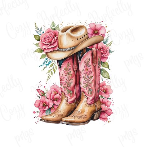 Boot With Flowers, Cowboy Boots Flowers, Cowgirl Boots With Flowers, Aesthetic Cowgirl Boots, Cow Boy Boots, Cowboy Boot, Cowboy Boot Tattoo, Black Cowgirl Boots, Pink Cowgirl Boots