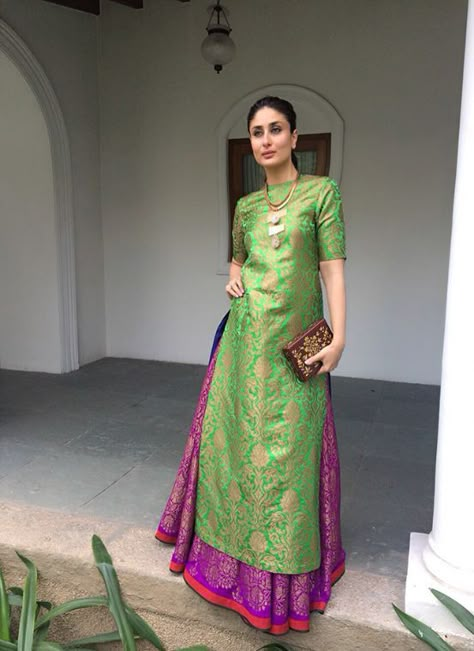 Mehendi Outfit, Mehendi Outfits, Long Kurti Designs, Traditional Indian Outfits, Indian Gowns Dresses, Kurta Designs Women, Indian Gowns, Kareena Kapoor Khan, Dress Indian Style