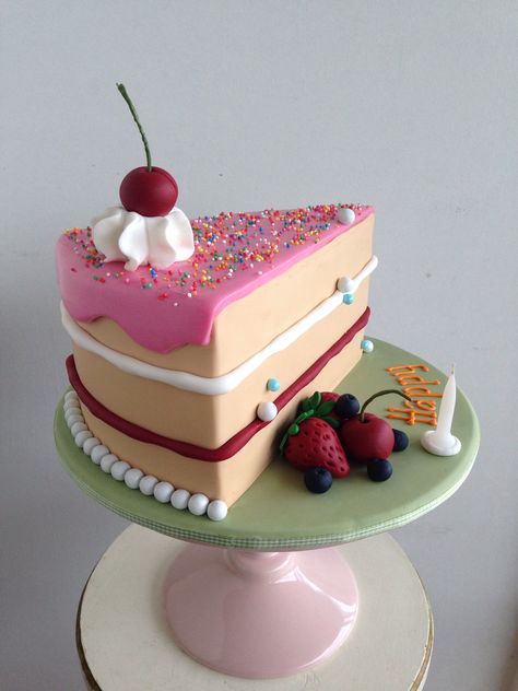 Its a slice of cake...! By handi's cakes Easter Cake Coconut, Beautiful Bakery, Best Birthday Cake Recipe, Bakery Pastries, Comic Cake, Giant Cake, Small Birthday Cakes, 48 Birthday, A Slice Of Cake