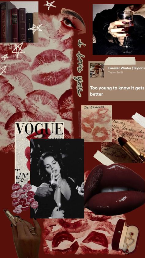 Red Lipstick Kisses, Lana Del Rey Aesthetic, Rey Aesthetic, Kiss Lipstick, Music Aesthetic, Red Lipstick, Lana Del Rey, Kiss, Books