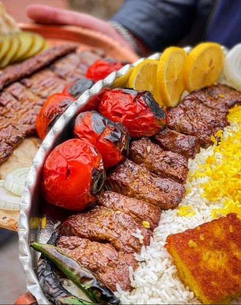 Iranian Food Photography, Iranian Kebab, Iranian Aesthetic, Food Iranian, Iranian Dishes, Salmon Burger Recipe, Persian Kitchen, Salmon Burger, Iran Food