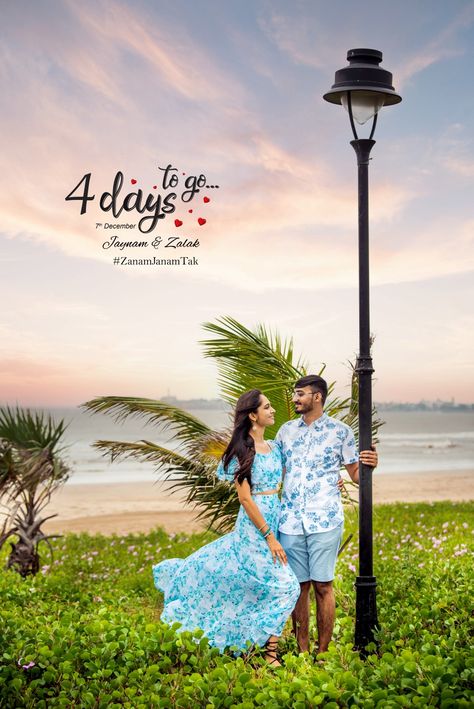 Pre Wedding Countdown Ideas, Free Wedding Shoot Photos, Days To Go Poster Wedding, Wedding Days To Go Poster, Pre Wedding Countdown Photos, Pre Wedding Photo Editing Ideas, Pre Wedding Photoshoot Outdoor Different Styles, Countdown For Wedding, Pre Wedding Countdown