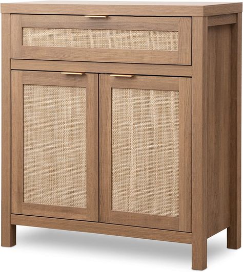 Amazon.com - SICOTAS Buffet Cabinet Sideboard with Storage, Rattan Accent Cabinet with Doors and Drawer, Boho Credenza Mid Century Modern Coffee Bar Cabinet Cupboard for Entryway Living Dining Room, Natural - Buffets & Sideboards Farmhouse Buffet Table, Storage Rattan, Living Room Natural, Coffee Bar Cabinet, Farmhouse Buffet, Rattan Sideboard, Farmhouse Coffee Bar, Wooden Cupboard, Cabinet Sideboard